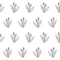 Plantain plant sketch seamless pattern. Hand drawn ink art design object isolated stock vector illustration